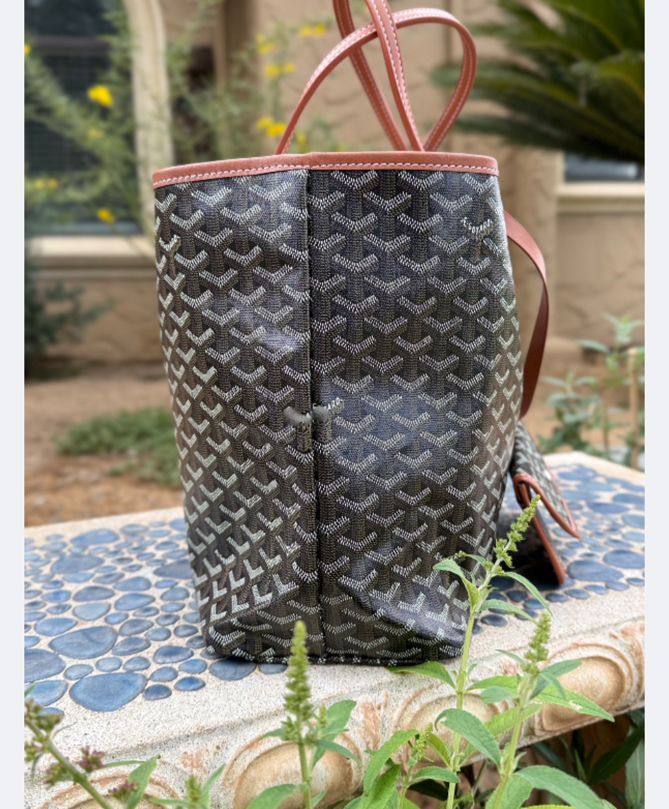 Black Canvas and Tan Calfskin PM Tote