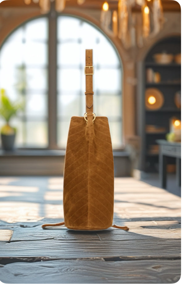 CARAMEL COGNAC SUEDE BAG