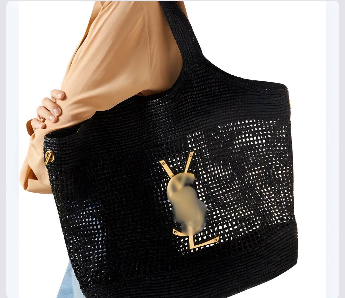 MASTER QUALITY BLACK RAFFIA BAG