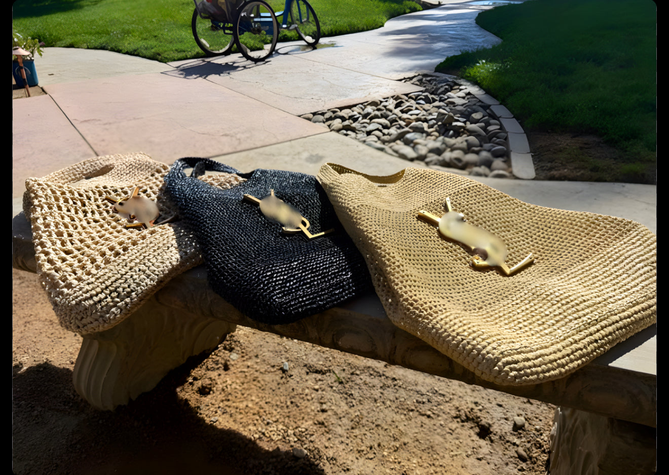 MASTER QUALITY BLACK RAFFIA BAG