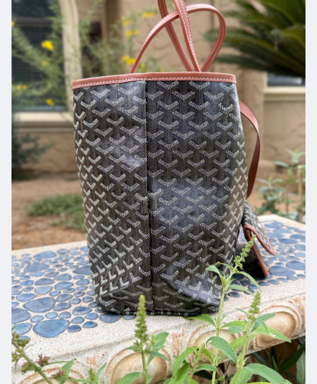 Black Canvas and Tan Calfskin PM Tote